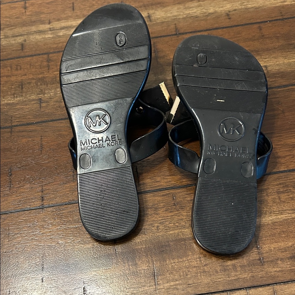 Michael Kors Black Jelly Sandals with Bow Accent Size 6 GUC - Picture 5 of 6